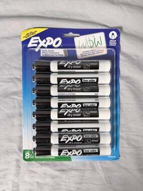 Expo Low Odor Dry Erase Markers, Chisel Tip, Black, 8-Count